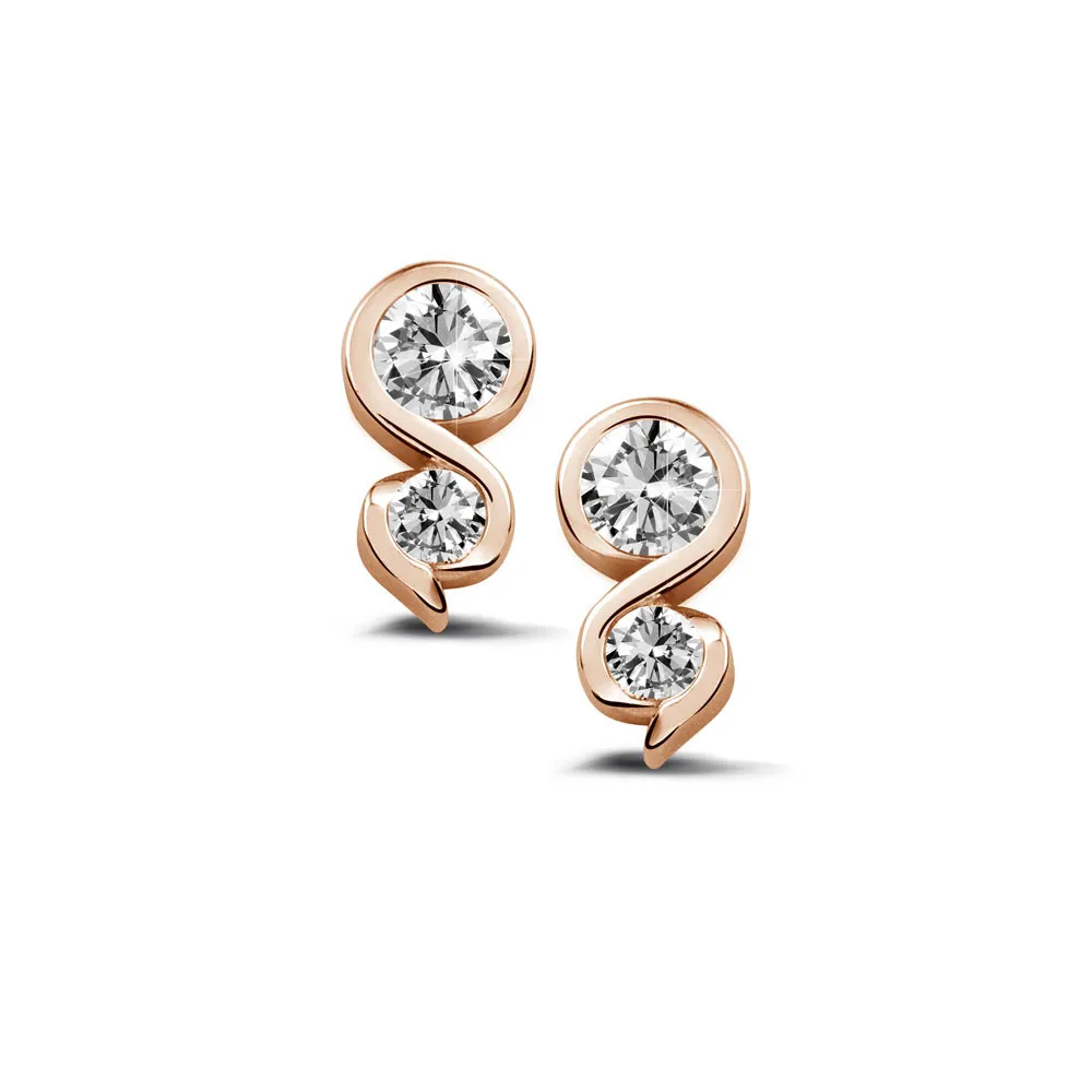 0.44 quilates pendientes diamantes en oro rojo 
