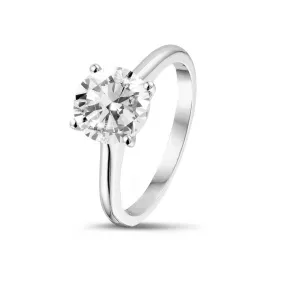 2.00 quilates anillo solitario en platino con un diamante redondo y 4 grapas 