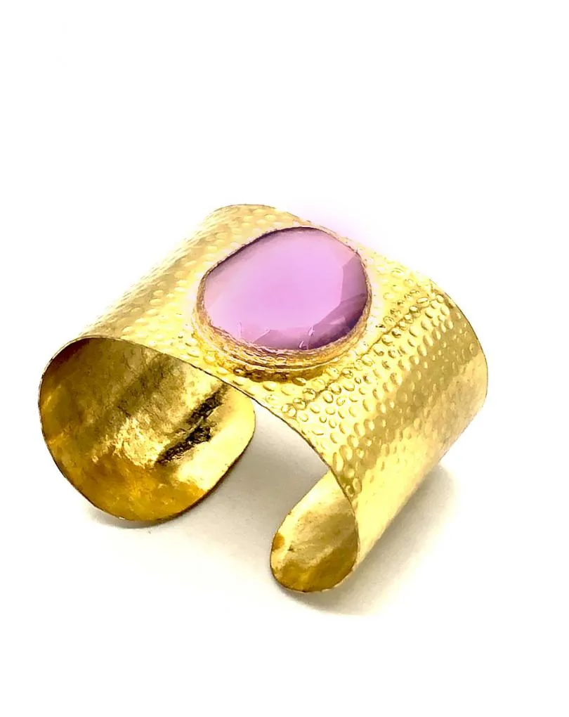 BRAZALETE ROSA EN ORO GRANDE PARA LOOKS GLAMUROSOS