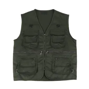 MEN'S FISHING VEST WITH MULTIPOCKET ZIP FOR PHOTOGRAPHY / HUNTING / TRAVEL OUTDOOR SPORT  GREEN