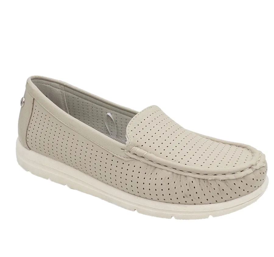 MOCASÍN AMARPIES AJH26425 PARA MUJER ZAPATO CALADO MUY CÓMODO SINTÉTICO CREMA PLANTILLA EXTRAÍBLE MEMORY SPONGE 28499