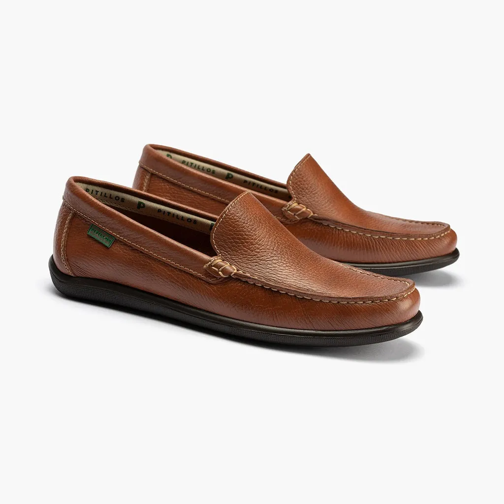 Mocasín liso piel hombre marrón