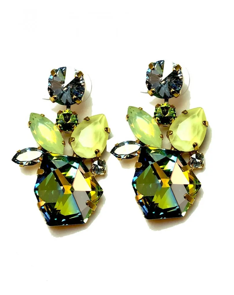 PENDIENTES MUJER ES CRISTALES DE SWAROSKI IRISADO, UN ESPECTACULO DE BRILLO, LUZ Y COLOR