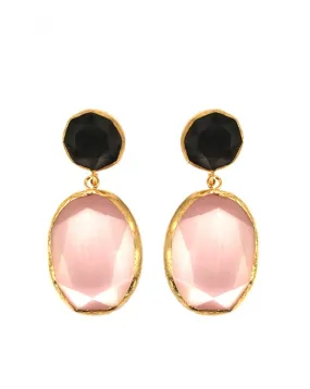 PENDIENTES ORIGINALES DE PIEDRA NATURAL COLOR ROSA PALO