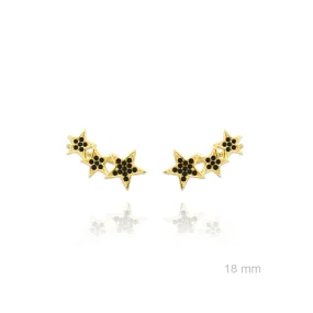 Pendientes Plata chapada con Estrellas y circonitas negras