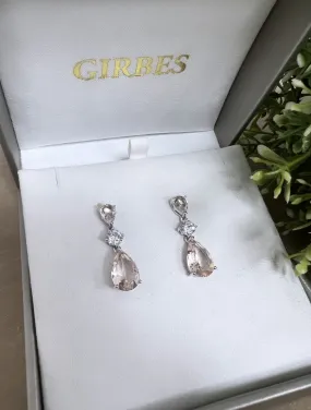 Pendientes Plata con Morganita Hidrotermal y circonita