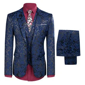 Plantas florales de la boda traje Allthemen hombres Slim Fit traje de 3 piezas