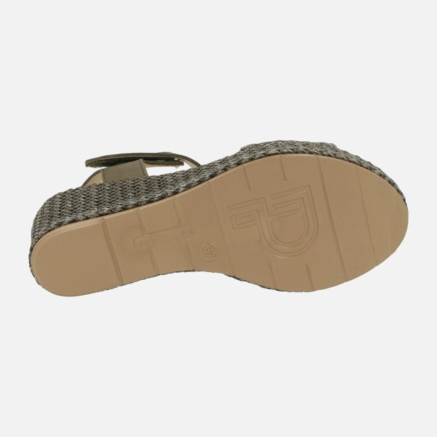 Sandalias de rafia con adorno de flor y cierre de velcro